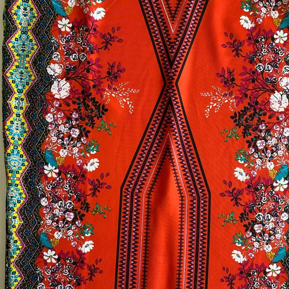 Bisou Bisou Orange Black Embellished Midi Skirt - Picture 3 of 8